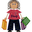 Stick Shopping Girl Applique Design