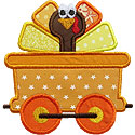 Turkey Train Car Applique Design