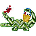 Alligator Crab Bucket Applique Design