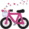 Bike Hearts Applique Design