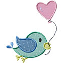 Bird Heart Balloon Applique Design