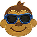 Boy Cool Monkey Applique Design