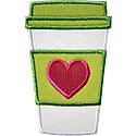 Coffee Cup Heart Applique Design