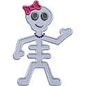 Cute Skeleton Girl Applique Design