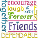 Friend Word Art Applique Design