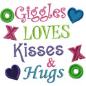 Giggles Kisses Hugs Applique Design