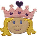 Girl Princess Head Applique Design