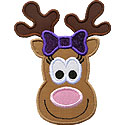 Girl Reindeer Face Applique Design