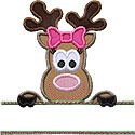 Girl Reindeer Name Plate Applique Design