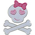 Girl Skull Bones Applique Design