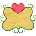 Heart Swirl Frame Applique Design