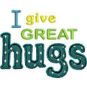 I Give Great Hugs Applique Design