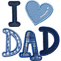 I Love Dad Applique Design