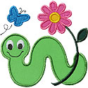 Inchworm Flower Applique Design