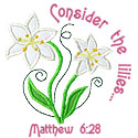 Lilies Scripture Applique Design