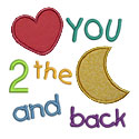 Love You 2 Moon Applique Design