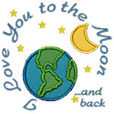 Love You To Moon Applique Design