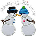 Merry Kissmas Snowmen Applique Design