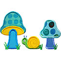Mushrooms Snail Applique Design