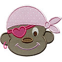 Pirate Girl Monkey Applique Design