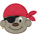 Pirate Monkey Applique Design