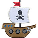 Pirate Ship Skull Applique Design
