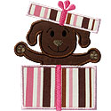 Puppy Present Applique Design