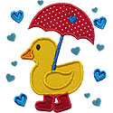 Raining Hearts Duck Applique Design