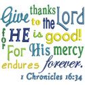 Scripture Give Thanks Applique Design