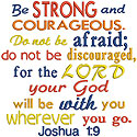 Scripture Strong Courageous Applique Design