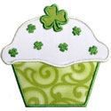 St Patricks Cupcake Applique Design
