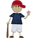 Stick Baseball Boy Applique Design