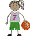 Stick Basketball Girl Applique Design