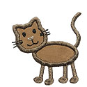 Stick Figure Cat Applique Design