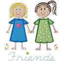 Stick Figure Friends Applique Design