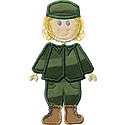 Stick Military Girl Applique Design