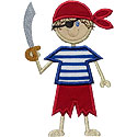 Stick Pirate Boy Applique Design