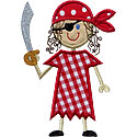 Stick Pirate Girl Applique Design