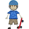 Stick Skateboard Boy Applique Design
