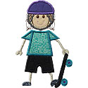Stick Skateboard Girl Applique Design