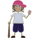 Stick Softball Girl Applique Design