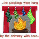 Stockings Chimney Fireplace Applique Design