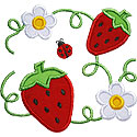 Strawberry Blooms Applique Design