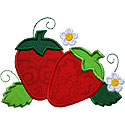 Strawberry Flowers Applique Design
