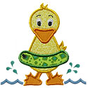 Swimming Duck Applique Design