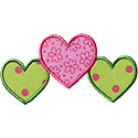 Three Hearts Applique Design