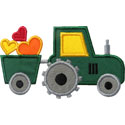Tractor Valentine Hearts Applique Design