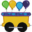 Train Car Balloons Applique Design