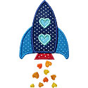 Valentine Rocket Applique Design