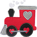 Valentine Train Engine Applique Design